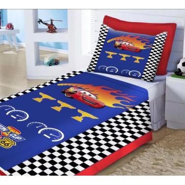 Imagem de Jogo De Lençol  + Fronha Quarto Infantil Carros Azul - IMPAKTO VISUAL