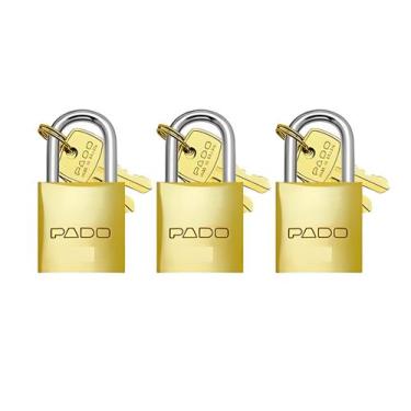 Imagem de Kit 3 Cadeados Pado 20mm Mesmo Segredos Iguais Mesma Chave