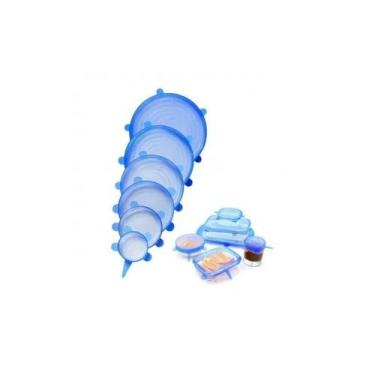 Imagem de Kit Tampas De Silicone Com 6 Azul - Unyhome - Bc Bora Colega Shop