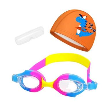 Imagem de Kit Óculos Natação Com Estojo e Touca Infantil Desenhos Coleção Peixin