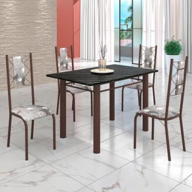 Imagem de Conjunto Sala de Jantar Bahia Mesa Tubo 120x75cm Tampo Pedra Ardósia I