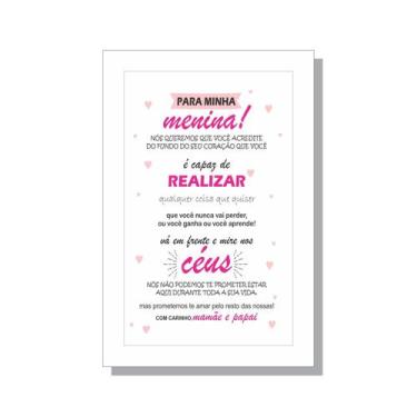 Imagem de Quadro infantil Mire nos céus mensagem pais família rosa - Souvenir De