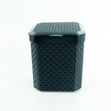Imagem de Lixeira Pia Rattan Preta Cozinha C/ Tampa Multiuso 05 Litros - Arqplas