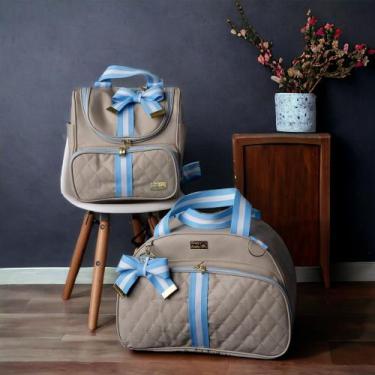Imagem de Kit Bolsa Saída Maternidade de Luxo Menino/Menina 2 peças e laços - Ba