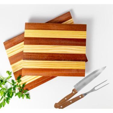 Imagem de Kit 2 Tabua Frios 35/30cm Petisco Madeira Com 2 Peças Talher - Moveis 