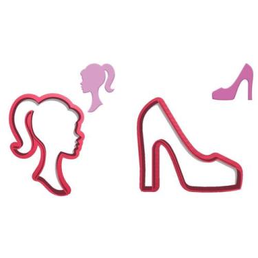 Imagem de Kit Cortador Doce Impresso Barbie Silhueta Cabeça Busto e Sapato Salto