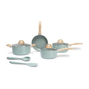 Imagem de Jogo de Panelas Brinox Antiaderente Ceramic Life 6 Peças Botanika com 