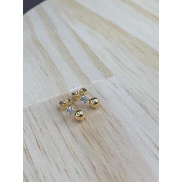 Imagem de Kit Brincos para Primeiro e Segundo Furo Ouro 18K - Casa das Joias Onl