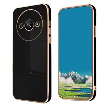 Imagem de Anlalish Compatível com Xiaomi Redmi A3 capa de silicone Xiaomi Redmi A3 capa de telefone 0,3 mm Funda fofa fina chapeamento acessórios de proteção para câmera capa à prova de choque (preto)