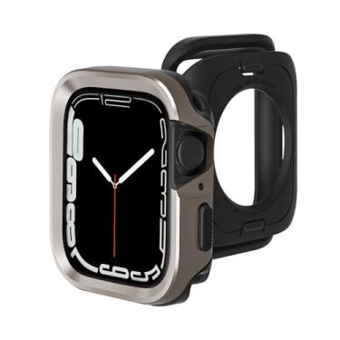 Imagem de SDOCEBF Capa de metal compatível com Apple Watch séries 6/5/4 SE/SE2/SE3 de 44 mm, W1, capa protetora robusta para Apple Watch de 44 mm com capa traseira de relógio de TPU, original de titânio