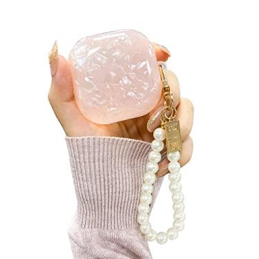 Imagem de Fycyko Capa protetora compatível com Samsung Galaxy Buds 2 Pro/2 com chaveiro pérola fofa à prova de choque rosa