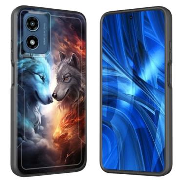 Imagem de JHYYTUJTYP Capa para Moto G 5G 2024, [Teste de queda de grau militar] Capa protetora resistente à prova de choque resistente para Motorola Moto G 5G 2024 / Moto G Play 5G 2024, duas galáxias de lobo