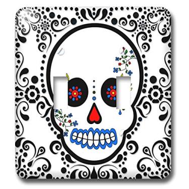 Imagem de 3dRose lsp_28865_2 Day of the Dead Día de los Muertos Sugar Skull Red Black Scroll Design Toggle Switch