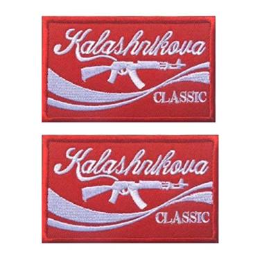 Imagem de Kalashnikova Krinkov Classic Red AK47 Remendos russos gancho e laço tático moral aplique fixador militar bordado patch 2 peças