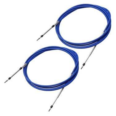 Imagem de uxcell 2 peças, 4,6 m, 4,6 metros, 459,7 cm, cabo de caixa de controle remoto para sistema de direção do motor de popa barco azul