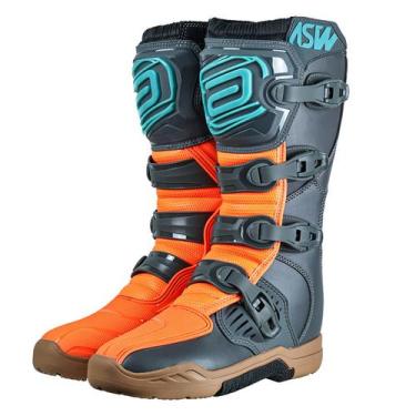 Imagem de Bota ASW Image Enduro Cinza Laranja Cross Motocross Trilha, Cinza lara