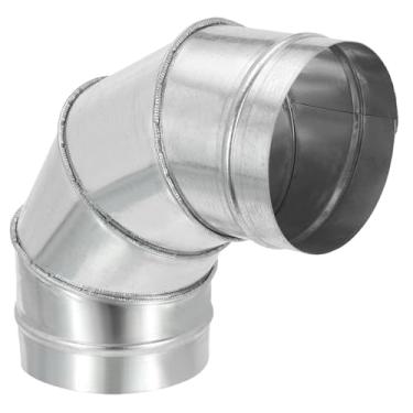Imagem de PATIKIL Conector de tubo de duto de cotovelo de 90 graus OD de 6 polegadas, conector de tubo de combustão de chaminé de ventilação HVAC, adaptador de ferro galvanizado para tubo de escape de