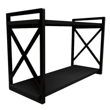 Imagem de Prateleira Estilo Industrial 20x60cm com MDF Preto Estilo Industrial Funcionalidade Decoração Sofisticada Para Livros Plantas Organize Ambientes (PRETO)