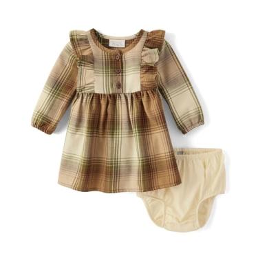 Imagem de The Children's Place Vestidos de manga comprida para bebês meninas, Xadrez Sierra Tan, 6-9 Meses