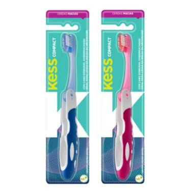 Imagem de Kit Escova Dental Compact Macia Kess Belliz Azul/rosa C/2 - BELLIZ COM