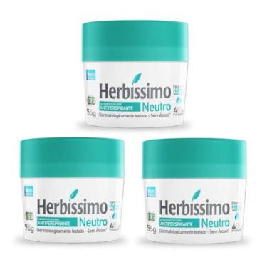 Imagem de Kit 3 desodorante creme herbissimo neutro antitranspirante 55g