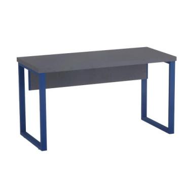 Imagem de Mesa Auxiliar Tubolar PE 40 Pandin 90 Cm Grafito e Azul Del Rey