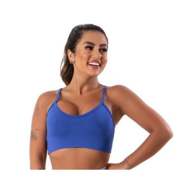 Imagem de Top Fitness Feminino Nadador Alça Fina sem bojo Academia - blees, Azul