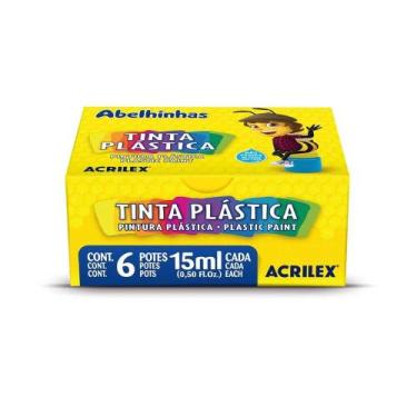 Imagem de Tinta Acrilex Plástica 15ml - Kit 6 Cores Multi-superfície