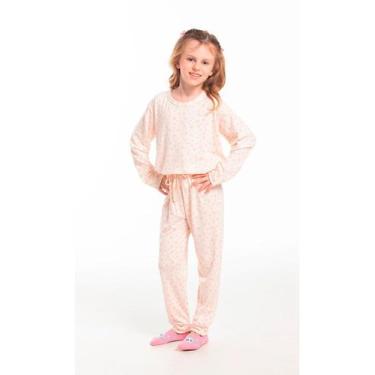 Imagem de Conjunto Pijama Malha Infantil - Cor De Cacau, 06, Estrelas rosa