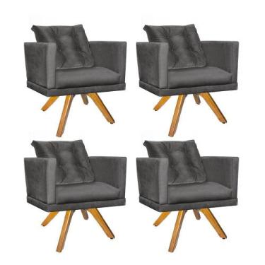 Imagem de Kit 04 Poltrona Milena Confort Base Giratória Caramelo Com Almofada Sa