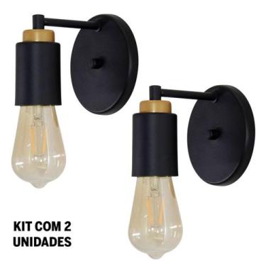 Imagem de Kit 4 Arandela Parede Vintage Barcelona Retro Preto Soque - LuminaLux,