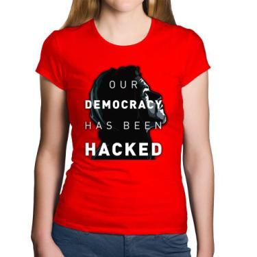 Imagem de Baby Look Algodão Our Democracy Has Been Hacked - Foca na Moda, Vermel