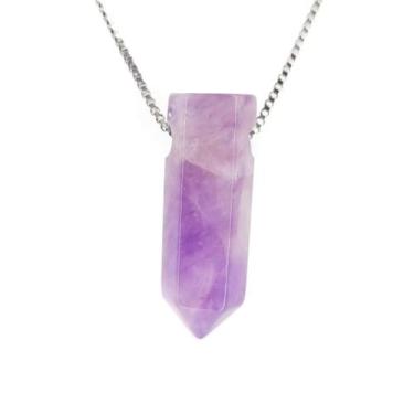 Imagem de Colar Pedra AMETISTA - Pedra Natural com corrente em PRATA 925 - Arome