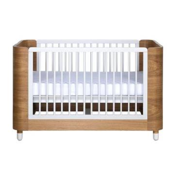 Imagem de Berço/mini cama pé de meia madeira louro freijó com grades brancas + c