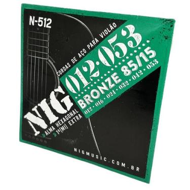 Imagem de Encordoamento 012 Aço Violão Tensão Média Nig N512 + corda extra E (mi