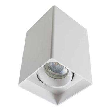 Imagem de Spot Sobrepor Quadrado + Lâmpada Dicroica Gu10 Mr16 Bivolt Branco 3000