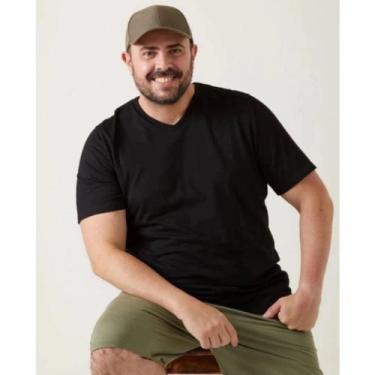 Imagem de Camiseta Básica Masculina Malwee Plus Size Gola V Ref. 87848, Preto, G