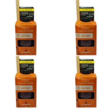 Imagem de Kit 4 Aromatizador de Ambiente Cravo e Canela 280ml Difusor Vareta Sen