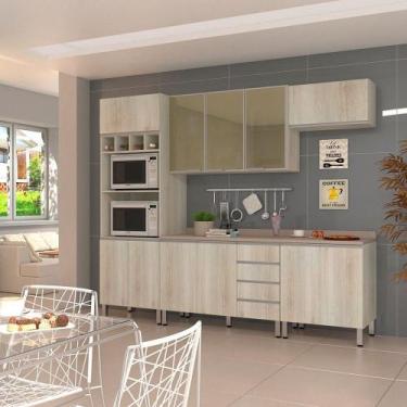 Imagem de Cozinha Completa 5 Peças Tampo Vidro Reflecta Lis - LUCIANE MÓVEIS