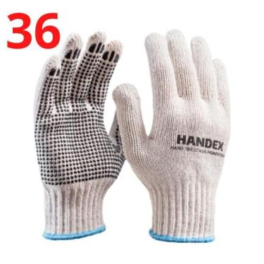 Imagem de Kit 36 Luva De Pedreiro Obras Epi Tricotada Pigmentada Garra - HANDEX