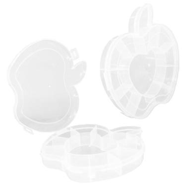 Imagem de Caixa Organizadora Maçã Transparente Plástica Costura Pérolas Bobinas 