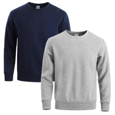 Imagem de Kit 2 Moletom Masculino Liso Treino Frio Gola Careca Slim - Quero Shoe