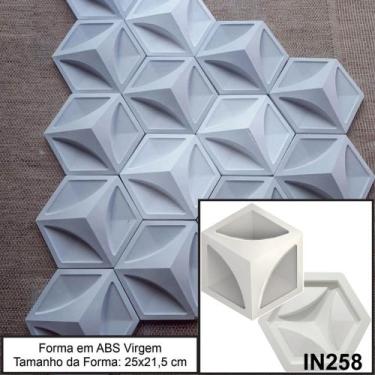 Imagem de Forma molde para gesso 3d sextavada 25x21,5cm em abs 2mm gesso / cimen