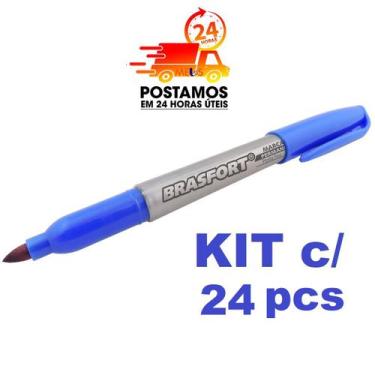 Imagem de Kit 24 Canetas Marcador Permanente Ponta Fina Para Tecido Metal Plásti