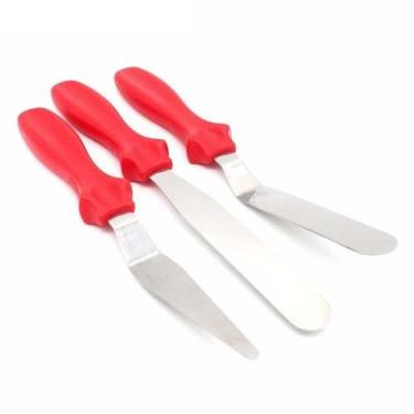 Imagem de Espatula para Bolo Confeitar Ganachear Inox Conj 03 Peças - Unyhome