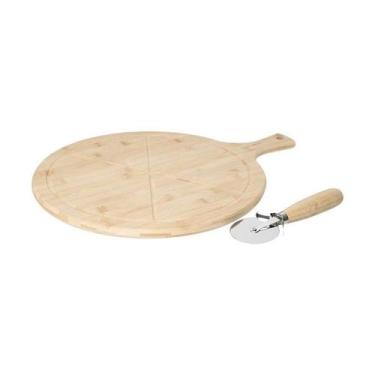 Imagem de Jogo de Tábua e Cortador de Pizza Home Style Bambus, NATURAL