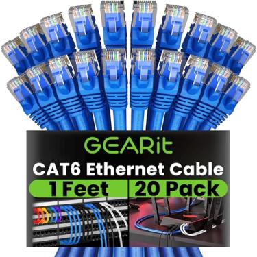 Imagem de GearIT Cabo Ethernet Cat 6 (pacote com 20 metros) Patch de rede Cat6, 10 Gbps, RJ45, cabo snagless, conectores banhados a ouro, Internet para PC, TV, tablet, roteador, impressora, servidores, centro