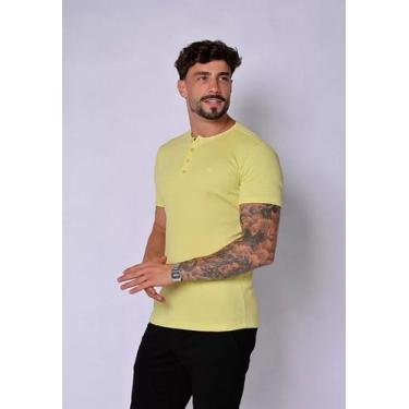 Imagem de Camiseta masculina slim gola henley tricot premium manga curta - Lifes