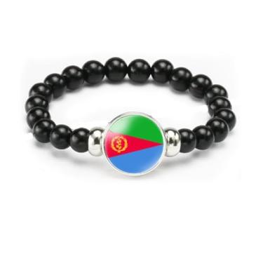 Imagem de vmcoatdu Pulseira de bandeira nacional com contas de corda elástica apoia seu país viagem lembrança presentes para homens e mulheres, One size, Liga metálica, Vidro