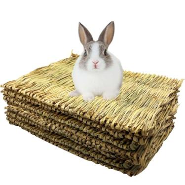 Imagem de Tfwadmx Tapete de grama de coelho grande, 40 cm x 28 cm, tapete de alga marinha de tecido natural, coelho, cama, tapete para mastigar, gaiola para chinchila, porquinho-da-índia, furão,